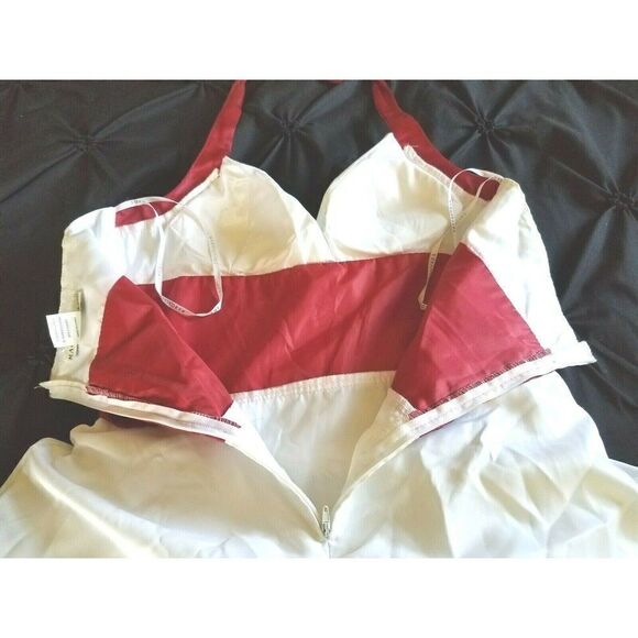 Size 13/14 Dress by Masquerade Juniors Formal Prom Wedding Gown White Red Trims - Picture 8 of 11